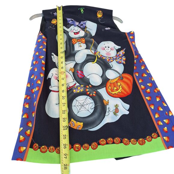 Halloween Vest Whimsical Cotton black orange lime Ghosts Homemade VTG small med - Picture 9 of 11
